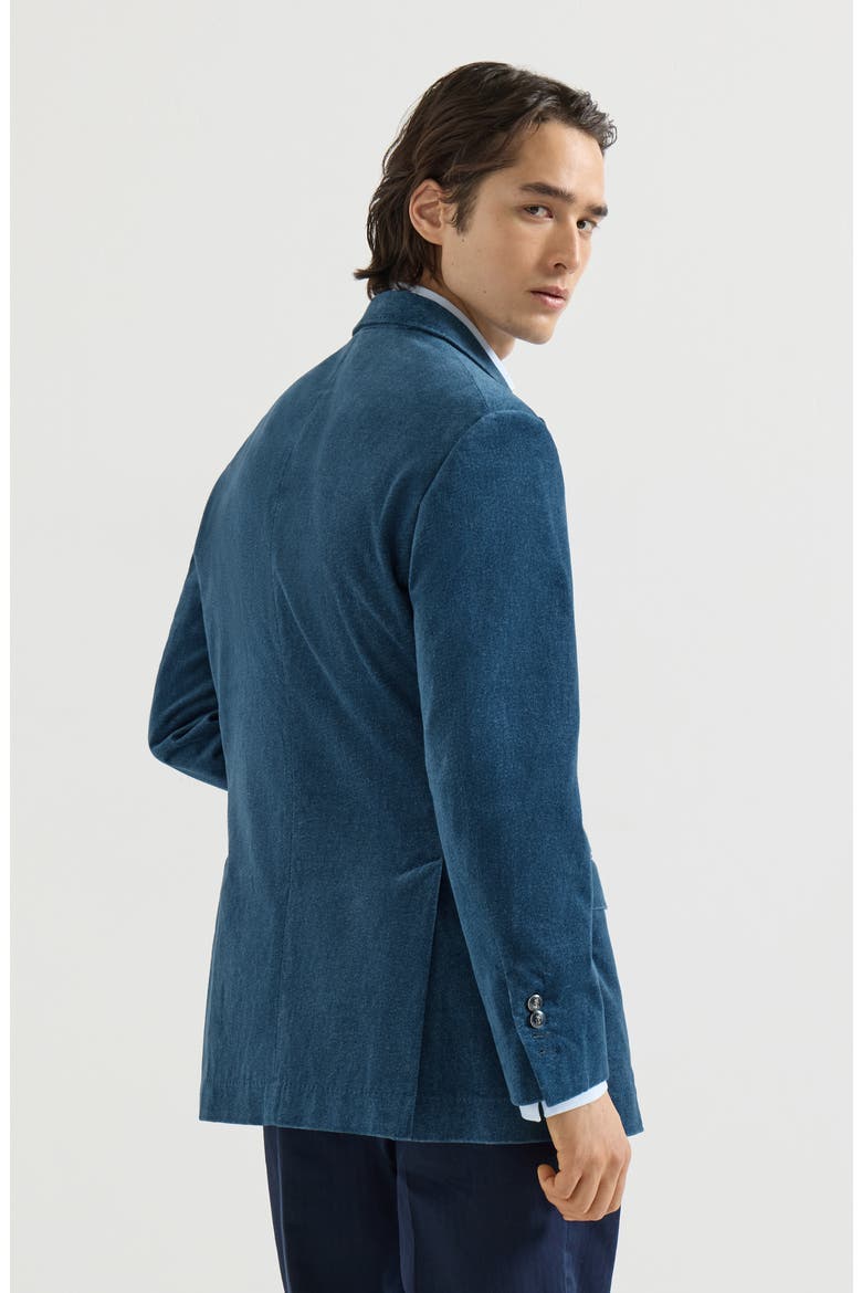 Denim-effect cotton velvet Tailor blazer with peak lapels, Alternate, color, Denim