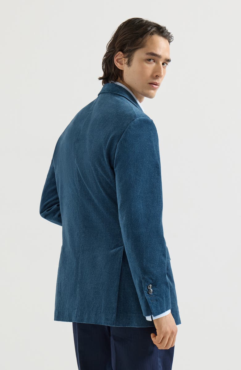Brunello Cucinelli Denim-effect cotton velvet Tailor blazer with peak lapels, Alternate, color, Denim