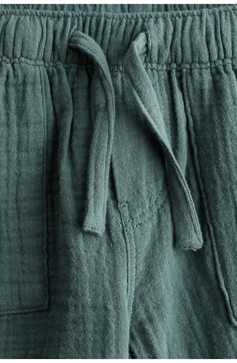 H&M Cotton muslin pants, Alternate, color, Dark Green