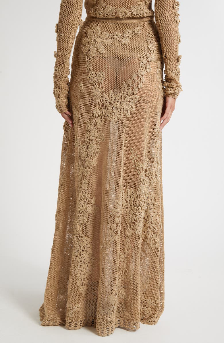 Ulla Johnson Aria Metallic Crochet Appliqué Open Stitch Maxi Skirt, Alternate, color, Lurex Combo