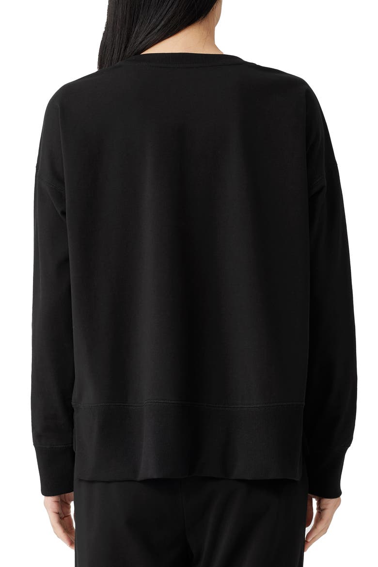 Stretch Organic Cotton High-Low Sweatshirt, Alternate, color, BLACK
