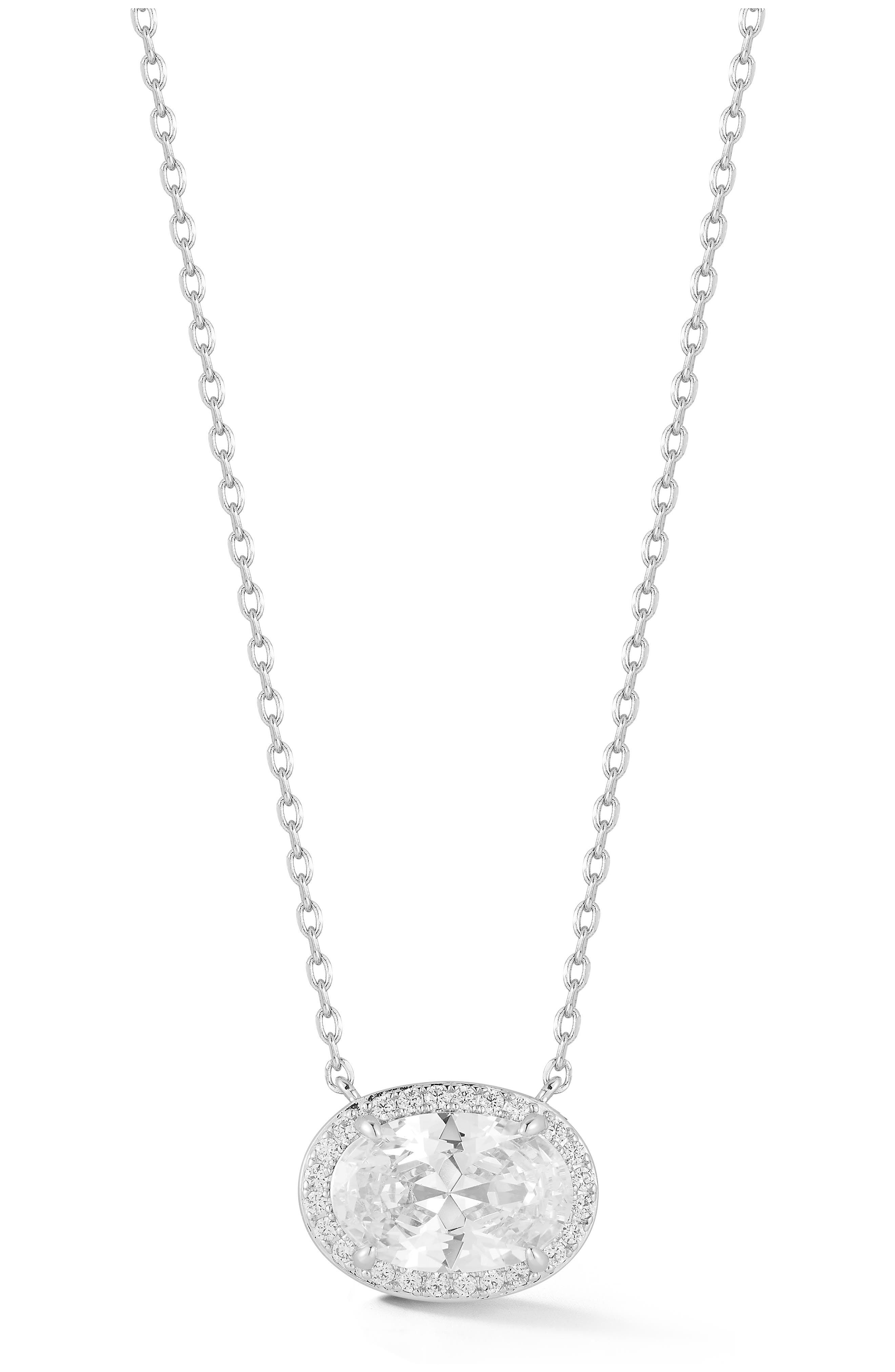 Oval Cubic Zirconia Pendant Necklace