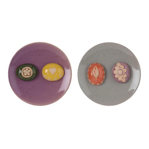 Small Butterfly Bath Flower Set of 2 Spring Home Decorations Terra Cotta Decorative Trays and Platters