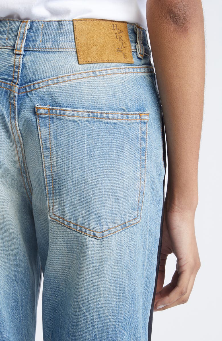 Haikure Star Denim Stripe Lambskin Leather Pants, Alternate, color, Blue Denim Leather