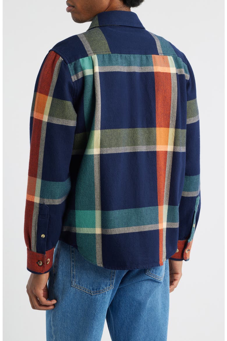 Mojave Plaid Cotton Flannel Button-Up Shirt, Alternate, color, NAVY