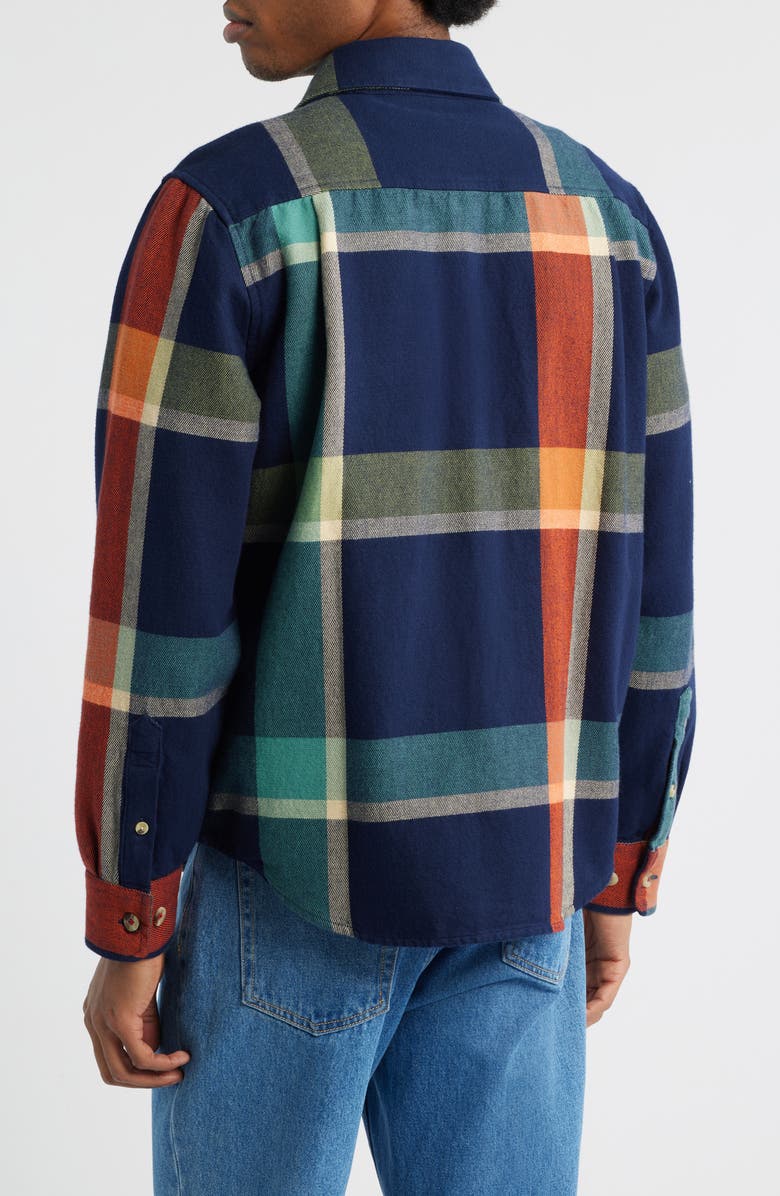 DARK SEAS Mojave Plaid Cotton Flannel Button-Up Shirt, Alternate, color, Navy