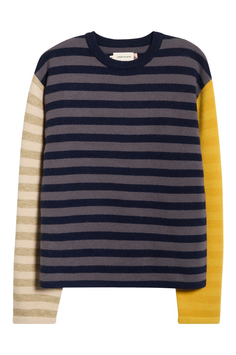 Mixed Stripe Sweater, Alternate, color, NAVY