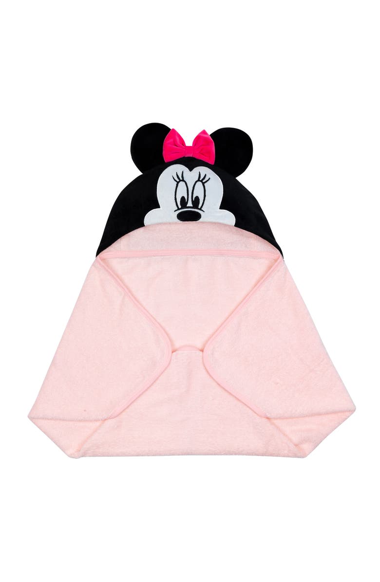 Lambs & Ivy Disney Baby Minnie Mouse Cotton Hooded Baby Bath Towel, Alternate, color, Pink