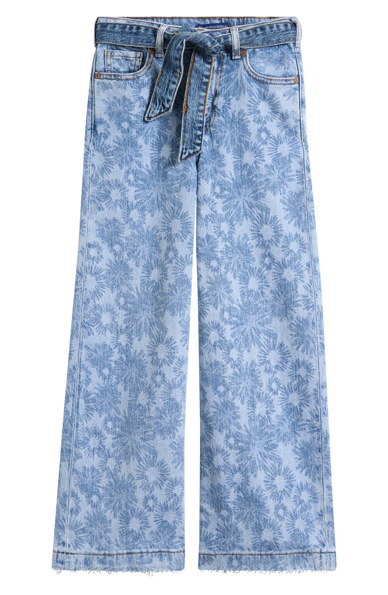 Scotch & Soda Kids' The Wave Floral Wide Leg Denim Jeans, Main, color, Abstract Flora