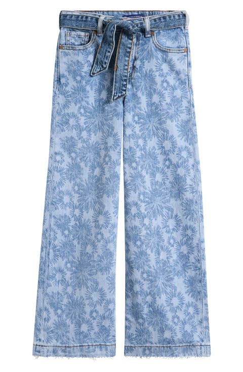 Kids' The Wave Floral Wide Leg Denim Jeans (Big Kid)