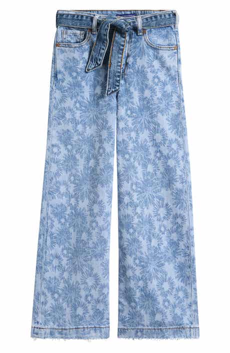 Scotch & Soda Kids' The Wave Floral Wide Leg Denim Jeans