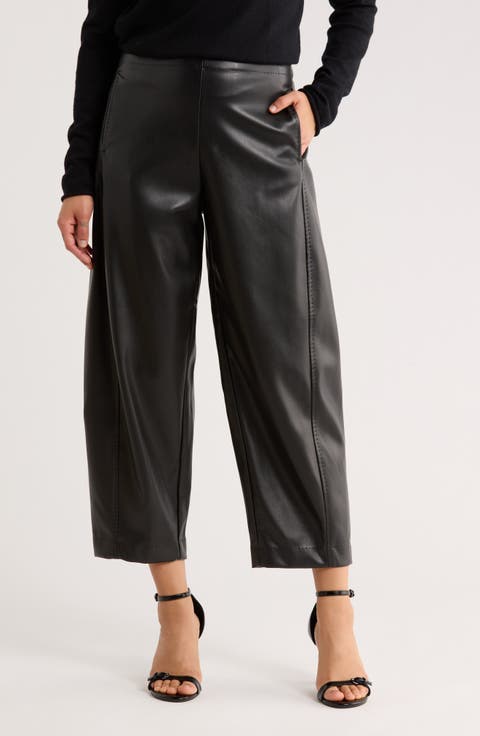 Faux Leather Barrel Pants