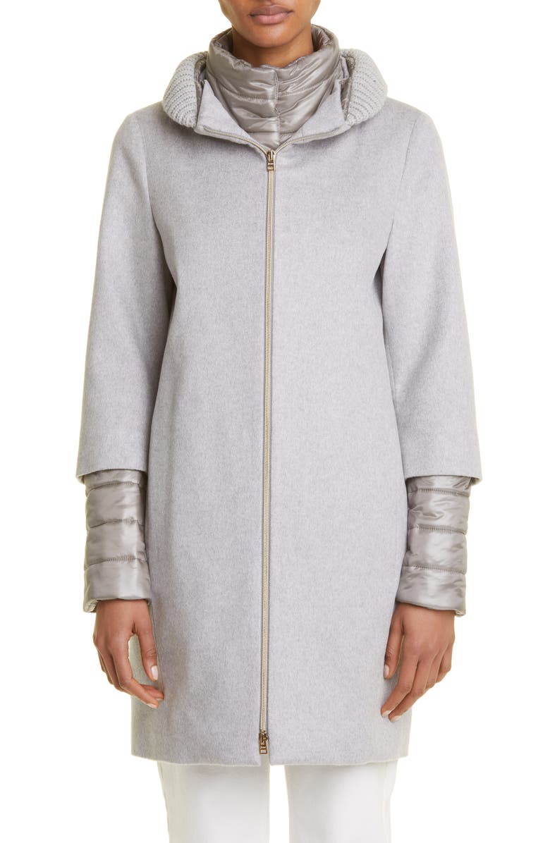 Herno Cashmere Coat with Removable Puffer Jacket, Main, color, 