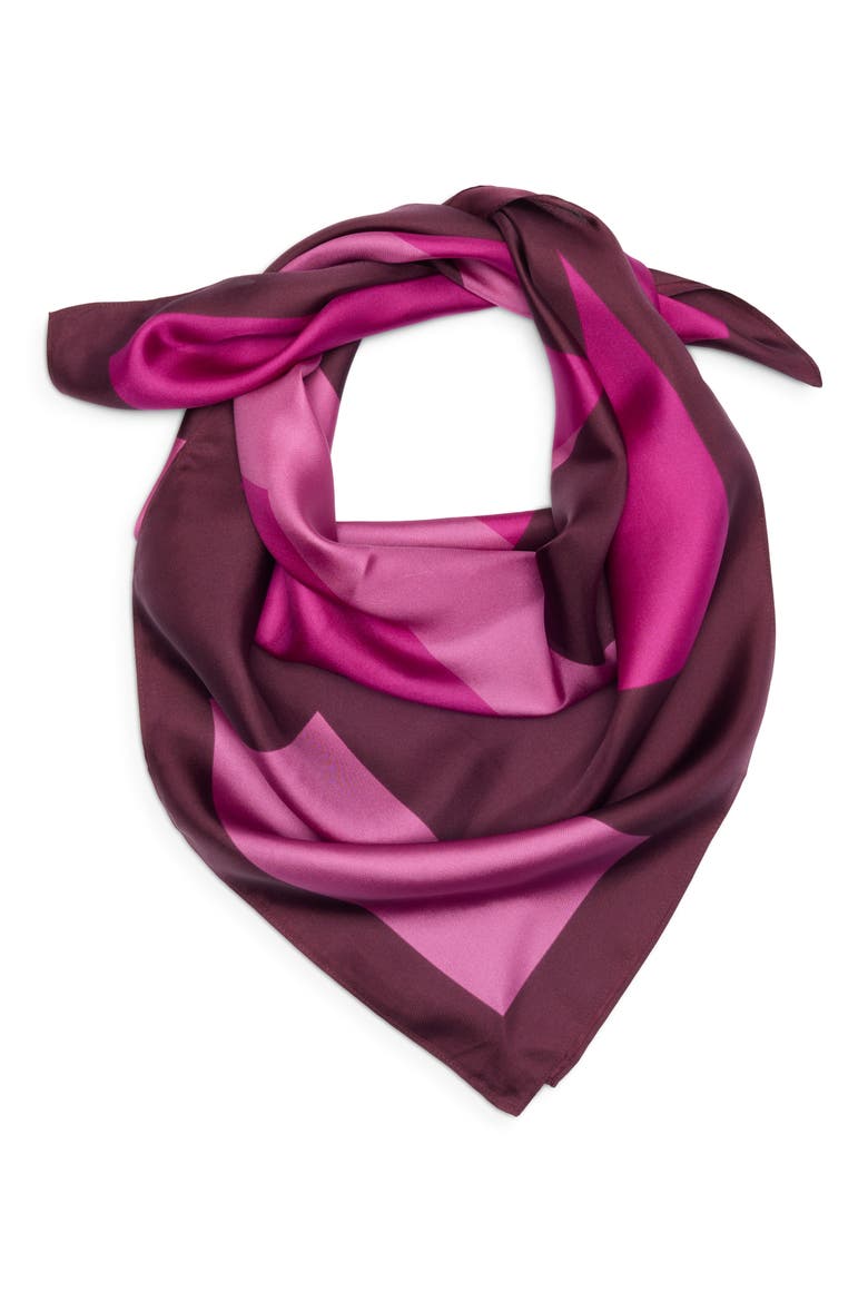 Printed Square Silk Scarf, Alternate, color, FUCHSIA ABSTRACT SHAPES