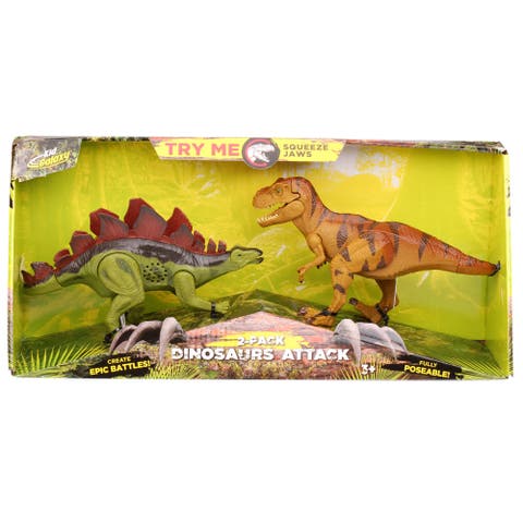 2 Dinosaur Attack Figures, Stegosaurus And T Rex