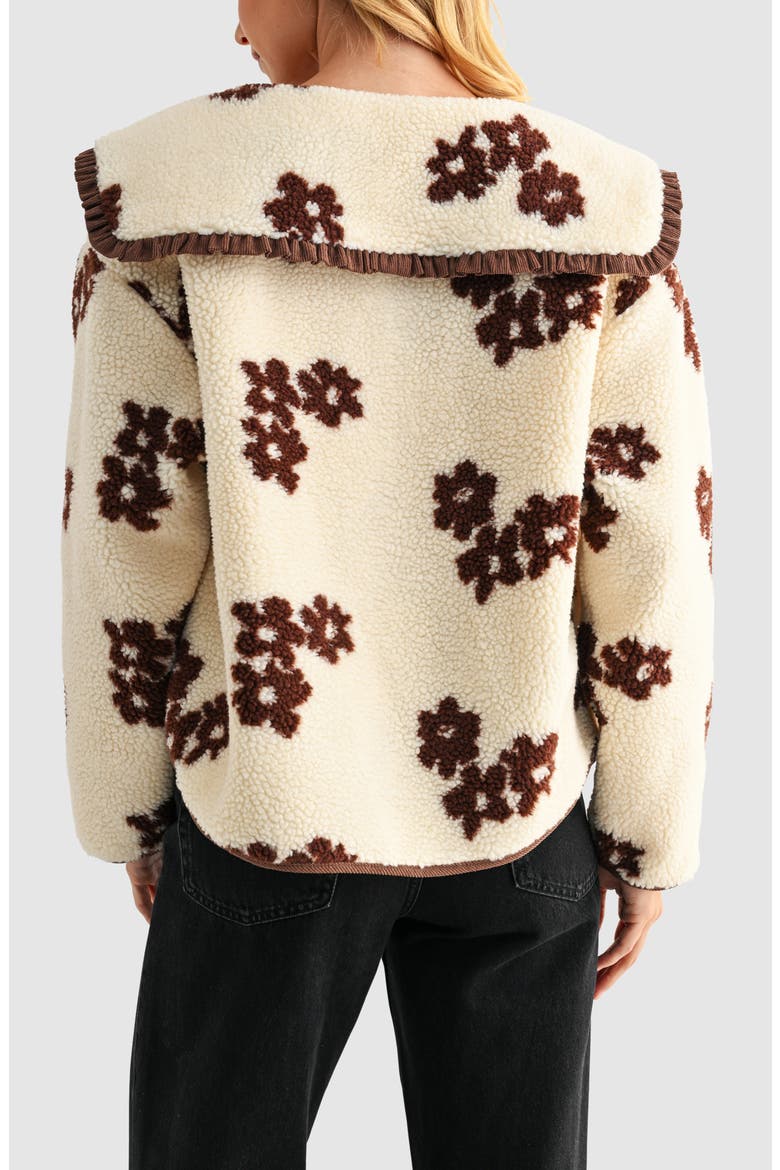 Floral High Pile Fleece Jacket, Alternate, color, CREAM BROWN FLOWER