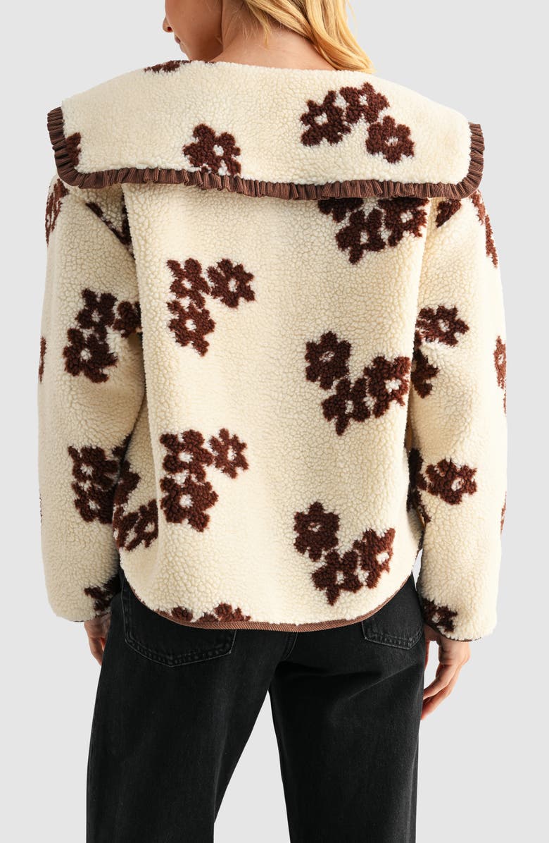 All in Favor Floral High Pile Fleece Jacket, Alternate, color, Cream Brown Flower