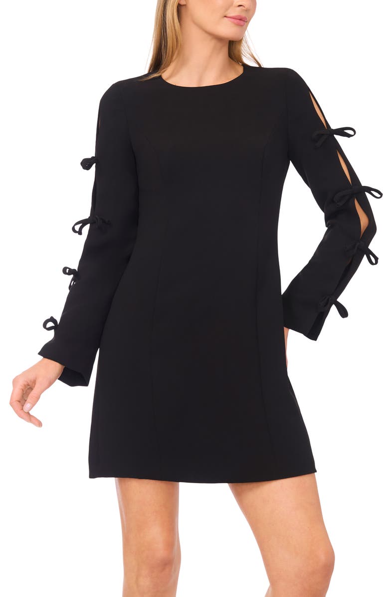 CeCe Bow Long Sleeve Sheath Dress, Alternate, color, Rich Black