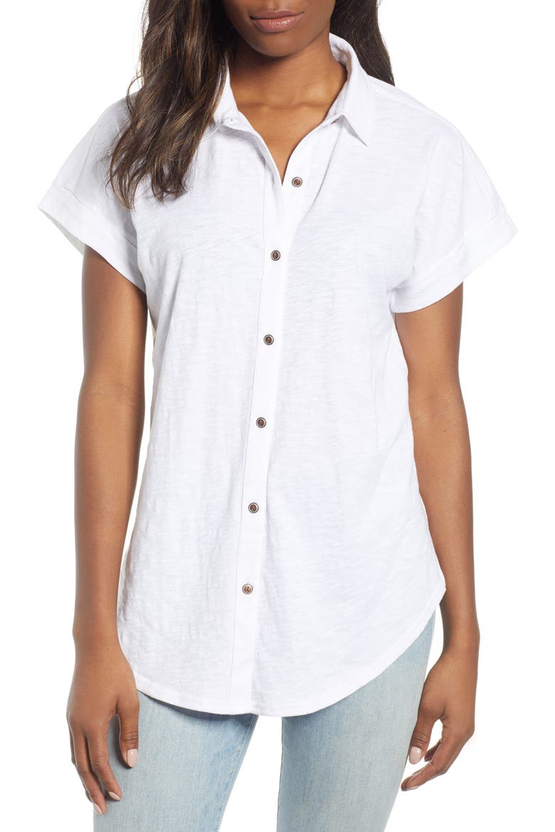 Slub Jersey Camp Shirt, Main, color, WHITE