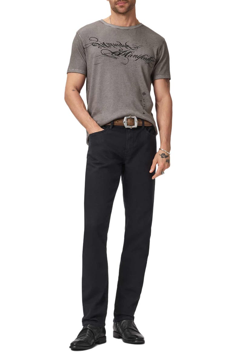 John Varvatos Cotton Blend Rib Graphic T-Shirt, Alternate, color, Coal