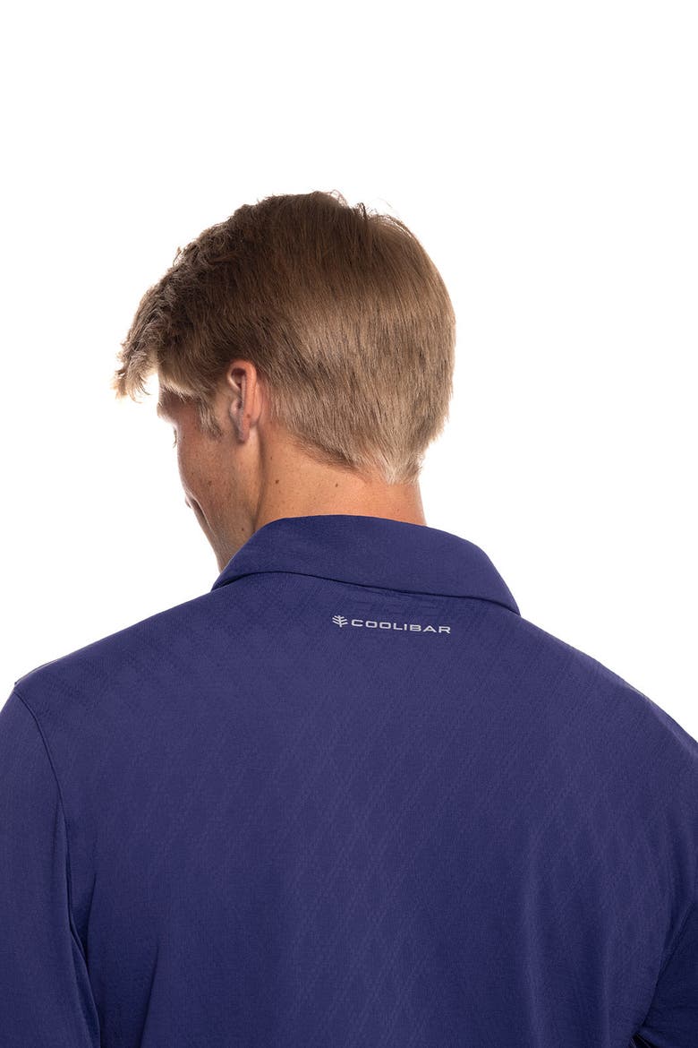Men's Arobello Golf Long Sleeve Polo, UPF 50+ Sun Protection, Alternate, color, Navy Diamond Jacquard