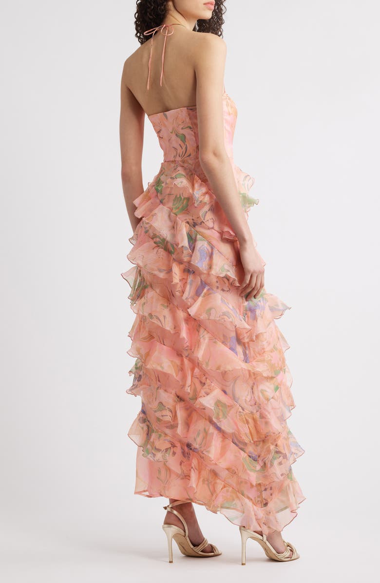 Hutch Ruffle Maxi Dress, Alternate, color, Orange Tone Marble Swirl