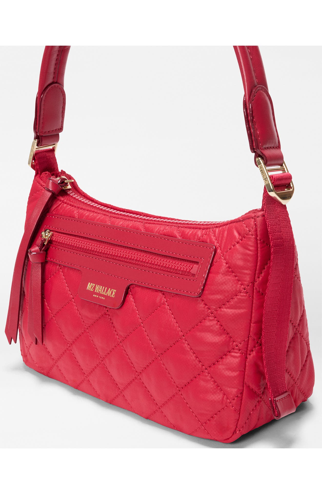 Small Park Quilted Nylon Shoulder Bag, Alternate, color, APPLE