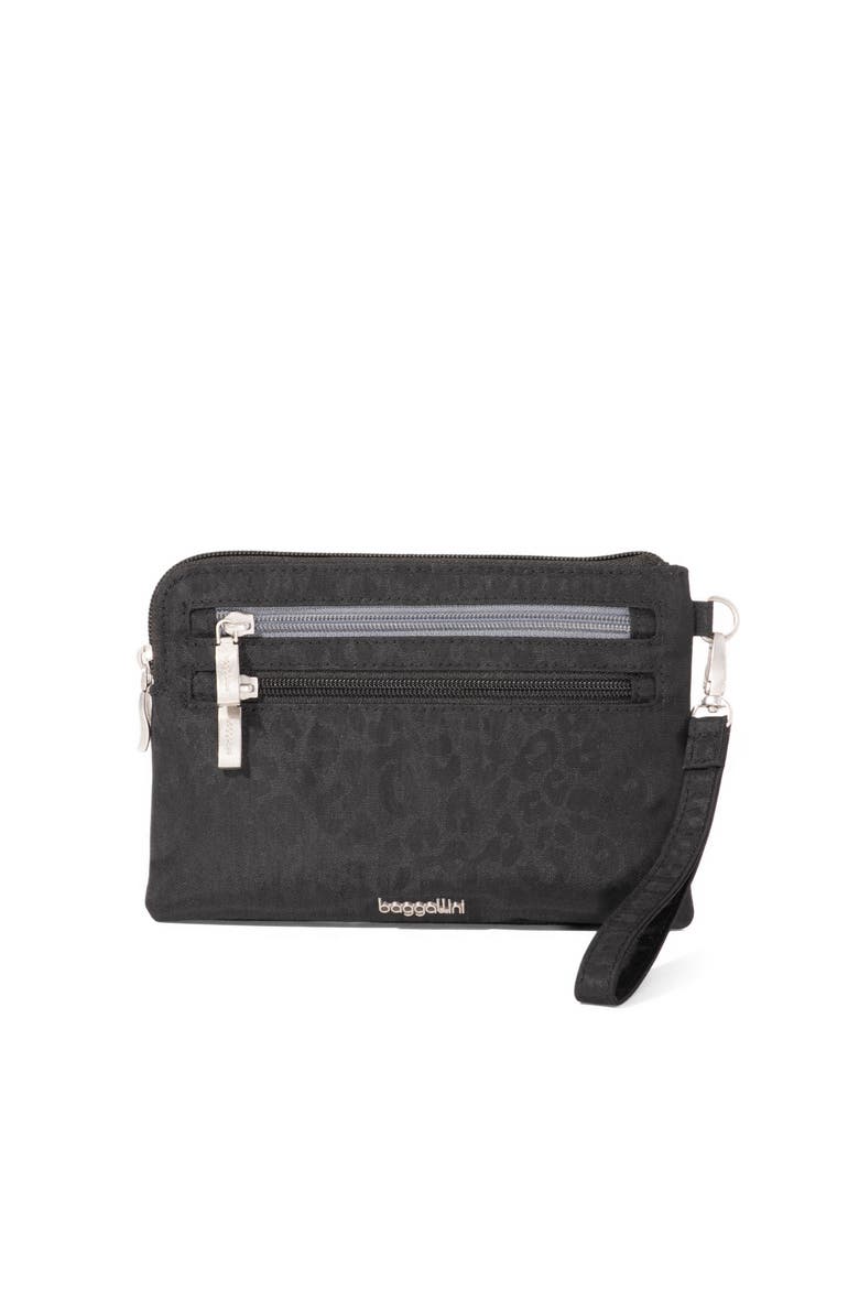 RFID Currency Organizer Wristlet, Main, color, Black Cheetah Emboss