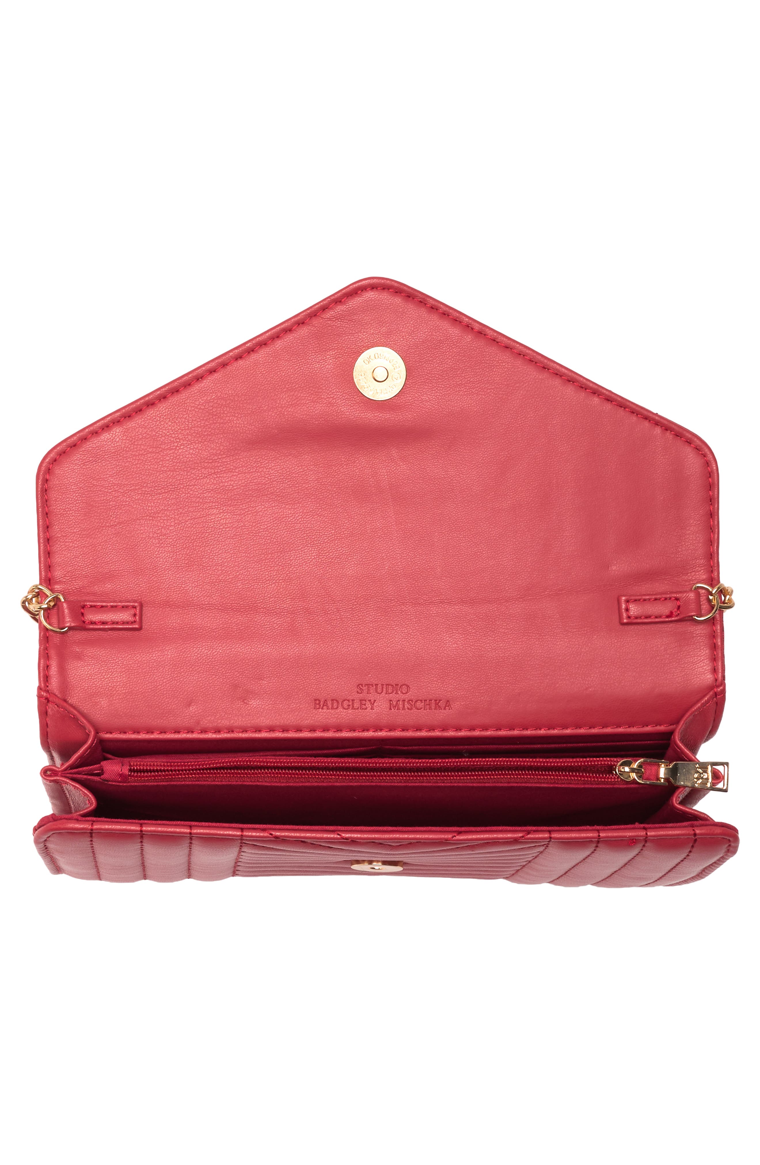 Chevron Quilted Crossbody Bag, Alternate, color, RED