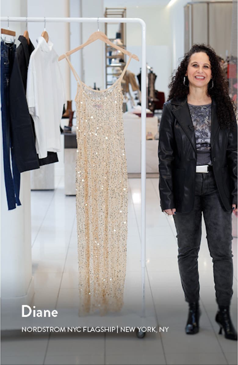 Sheer Mesh Sequin Maxi Dress, sales video thumbnail