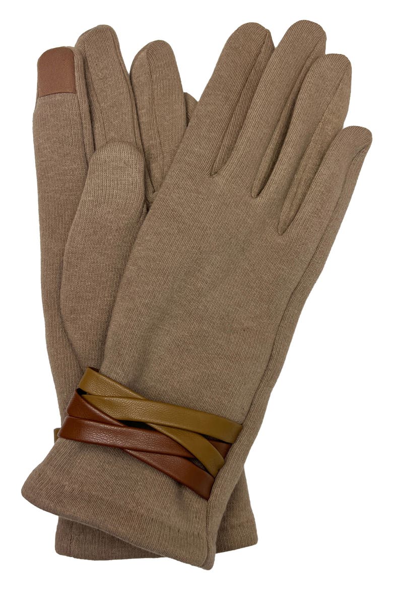Jersey Touchscreen Gloves, Main, color, TAUPE