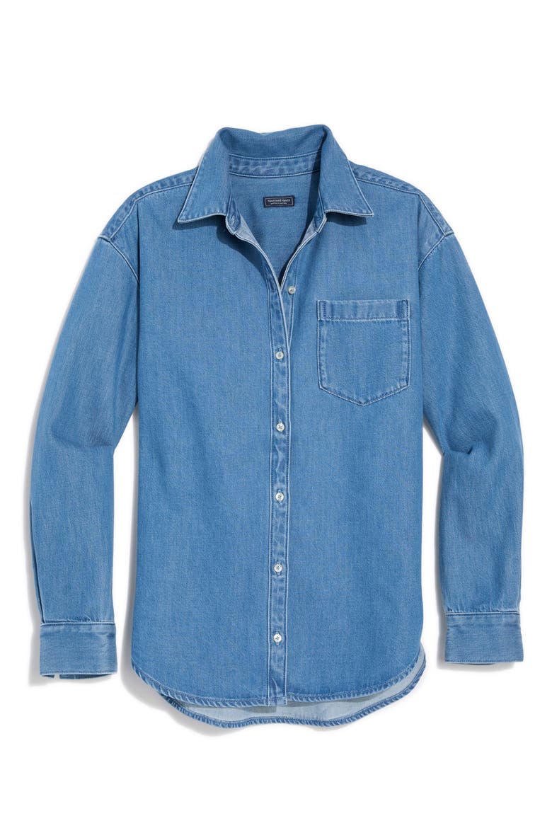 Birdie Button-Down Shirt, Main, color, WASHED INDIGO