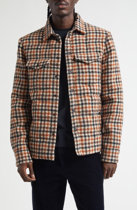 Gelt Check Virgin Wool Puffer Down Shirt Jacket