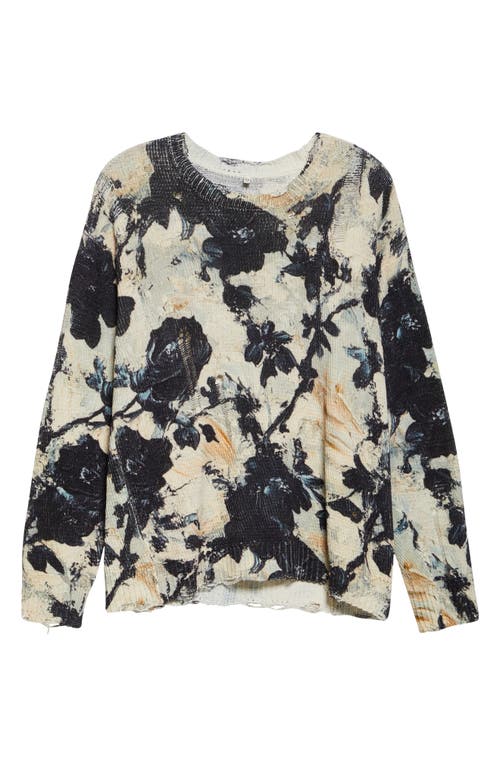 R13 Floral-print Distressed Sweatshirt In Blue