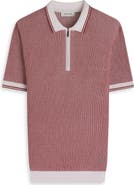 Bugatchi Ottoman Stitch Cotton & Silk Quarter Zip Polo Sweater