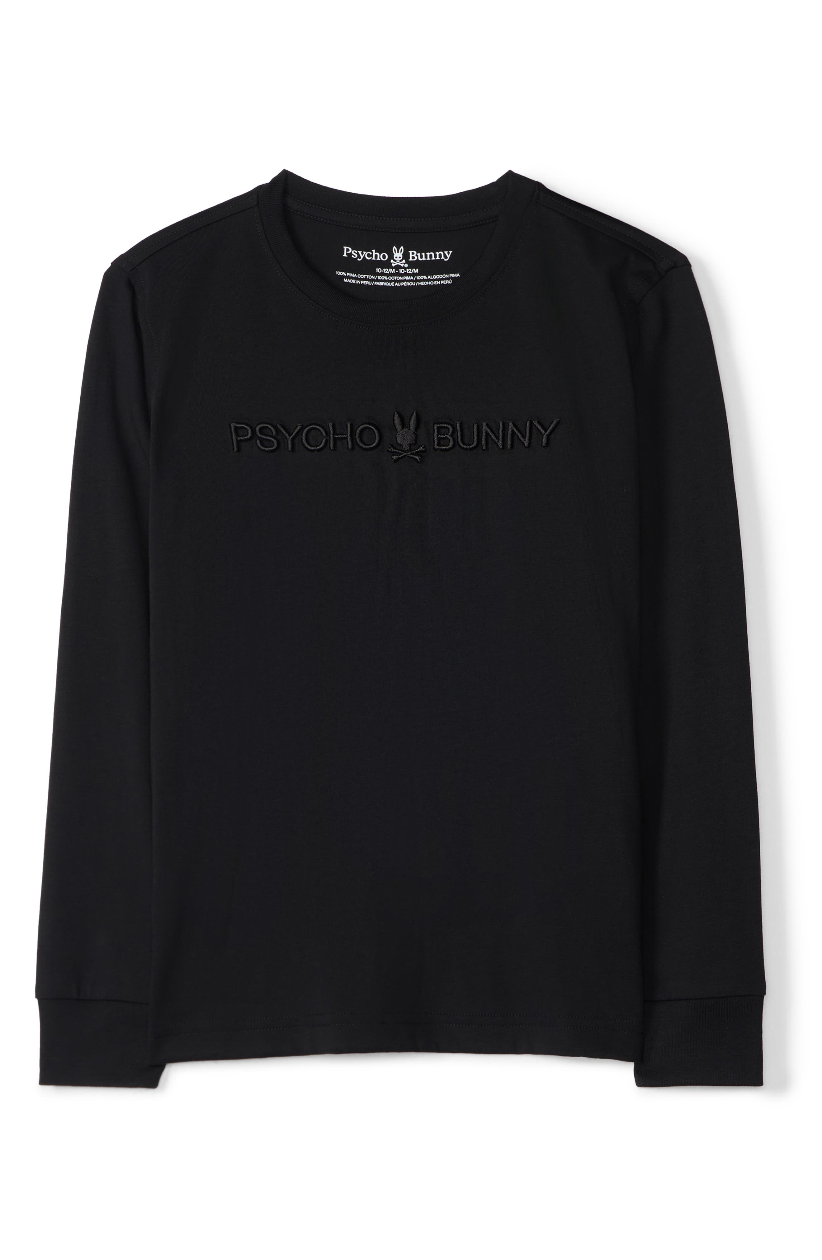 Psycho Bunny Kids' Lakewood Embroidered Long Sleeve Pima Cotton T-Shirt