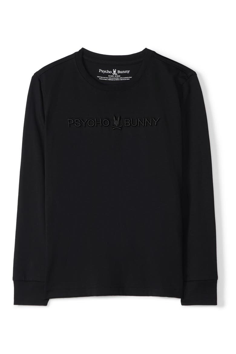 Kids' Lakewood Embroidered Long Sleeve Pima Cotton T-Shirt, Main, color, BLACK