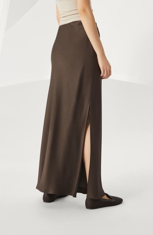 Brunello Cucinelli Cady Satin Fluid Bias-cut Skirt In Cocoa
