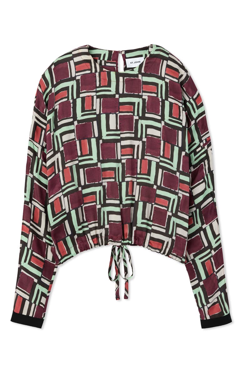 St. John Collection Painted Geometric Print Dolman Sleeve Top, Alternate, color, 