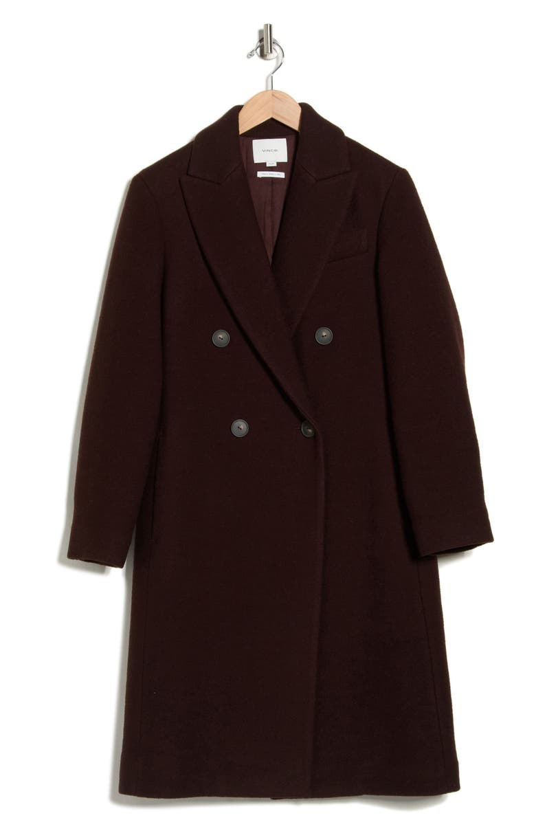 Vince Double Breasted Textured Wool Coat, Alternate, color, Ganache