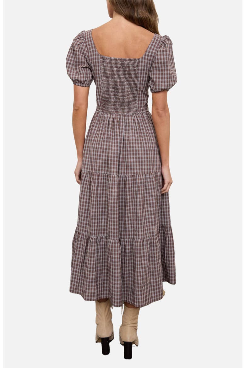 Gingham Tiered Maxi Dress, Alternate, color, MOCHA
