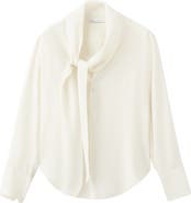 MANGO Scarf Neck Button-Up Top