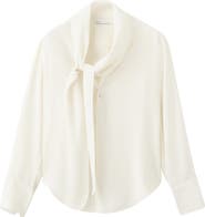 MANGO Scarf Neck Button-Up Top