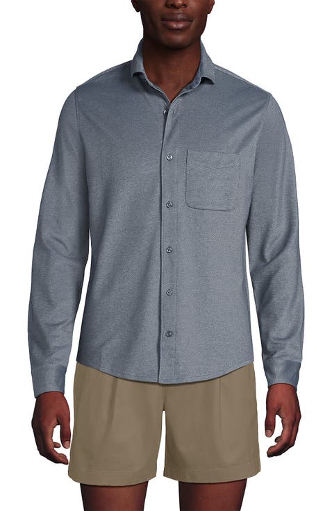 Long Sleeve Knit Travel Kit Oxford Shirt