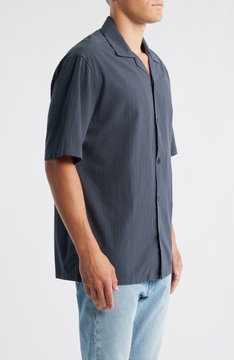 Brooklyn Industries Short Sleeve Cotton Button-Up Shirt, Alternate, color, India Ink