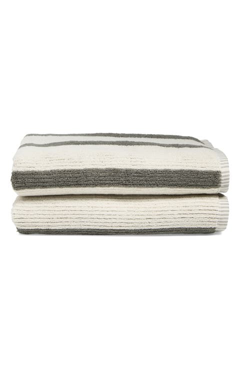 2-Pack Reversible Stripe Bath Towel