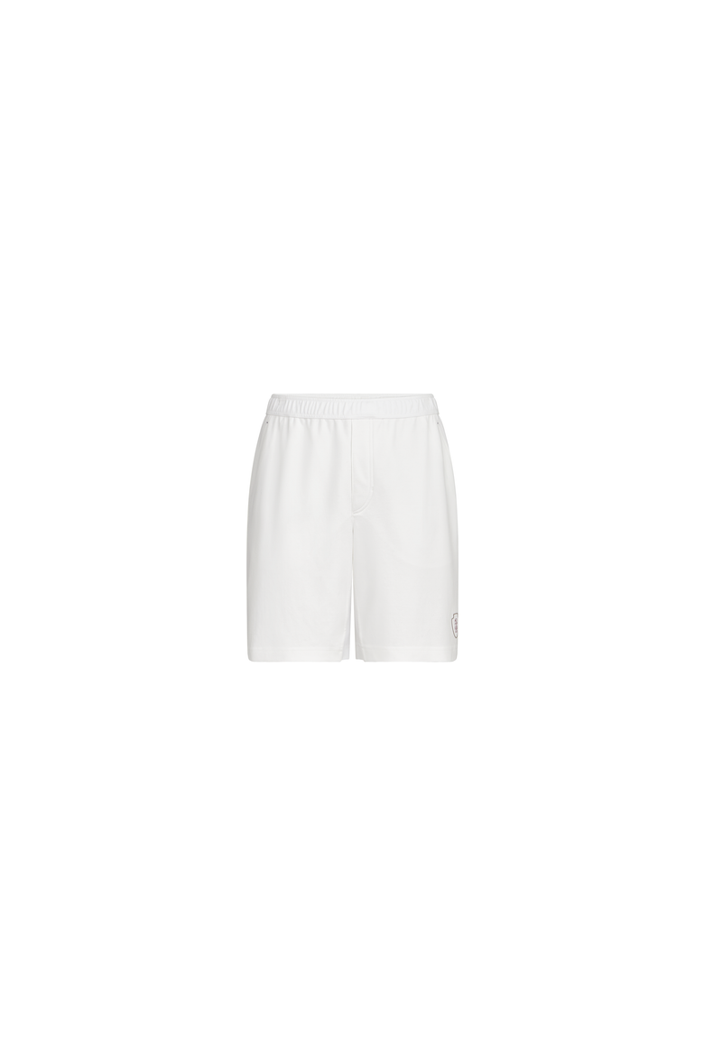 Cotton interlock shorts with logo, Alternate, color, White