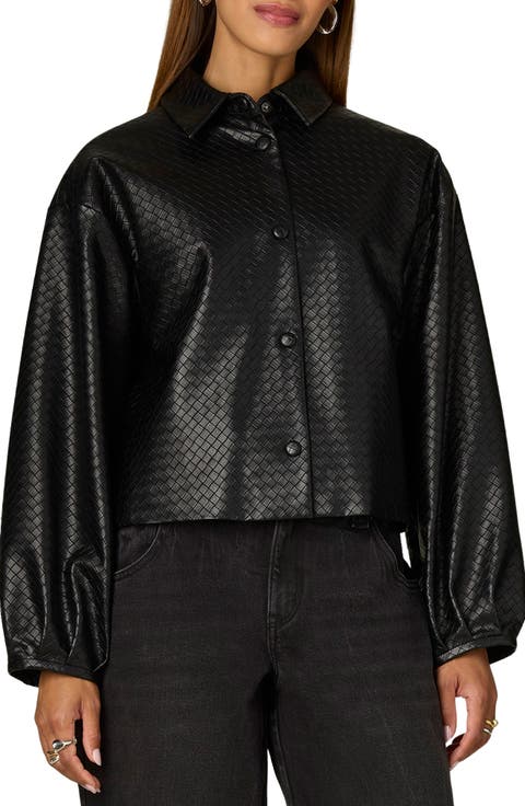 Blouson Sleeve Faux Leather Jacket