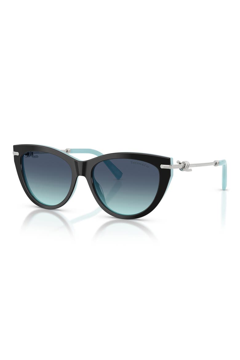 55mm Cat Eye Sunglasses, Alternate, color, BLACK ON TIFFANY BLUE / AZURE