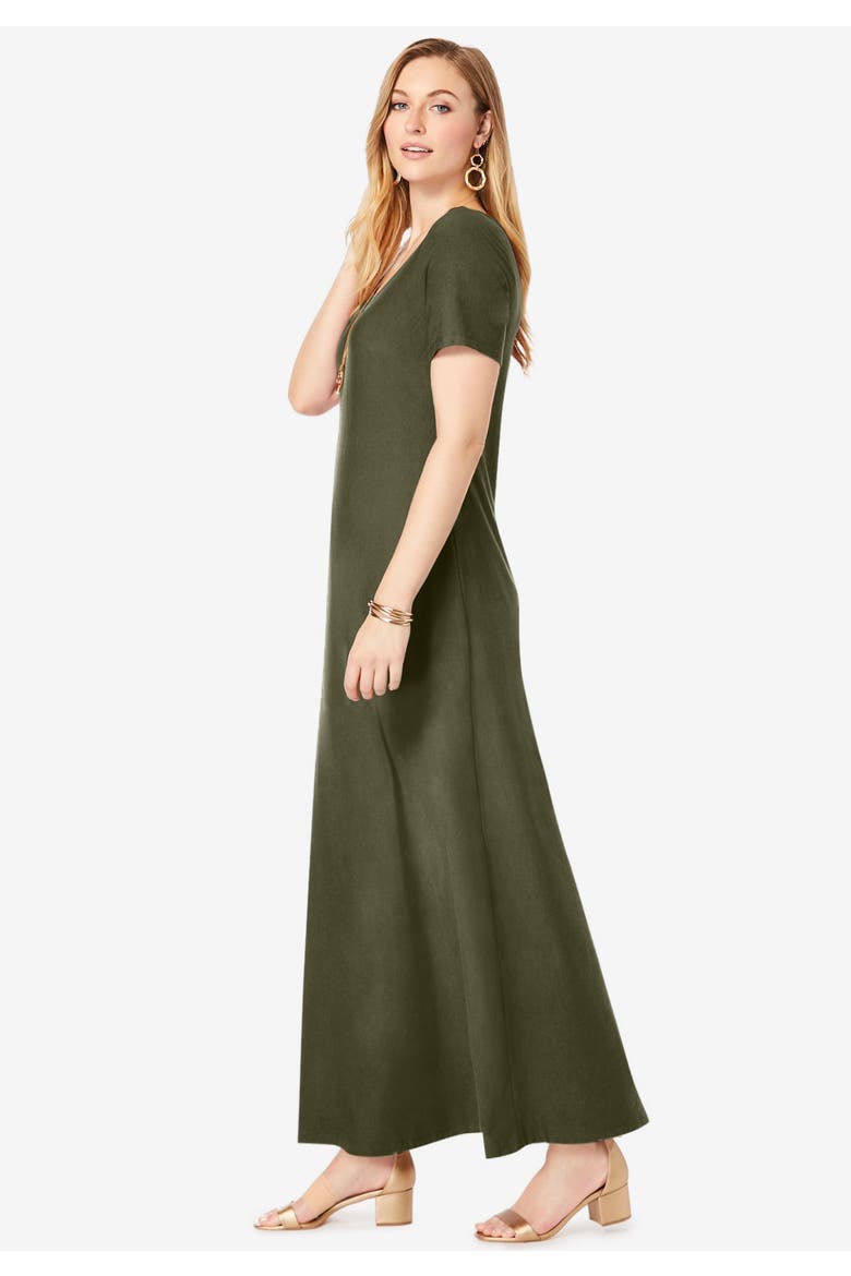 Stretch Cotton T-Shirt Maxi Dress, Alternate, color, DARK SAPPHIRE FLORAL